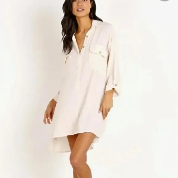 Faithfull the Brand | Dresses | Faithfull The Brand Baia Casual Long Sleeve  Shirt Dress Beige L 159 | Poshmark